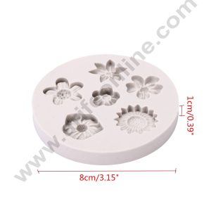 Cake Decor Silicone 6 Cavity Mix Flower Shape Fondant Mold