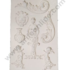Cake Decor Silicone 7 Cavity Vintage Frame With Mermaid And Lion Face Fondant Mold Cake Decorating Mould