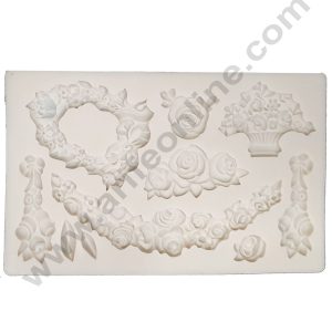 Cake Decor Silicone 10 Cavity Vintage Frame With Rose and Bouquet Fondant Mold Cake Decorating Mould