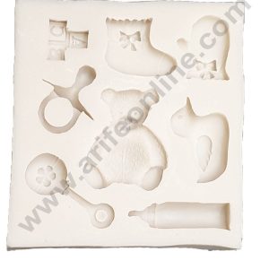 Cake Decor Silicon 8 Cavity Teddy,Bottel,Baby Shower Fondant Mould Cake Decorating Mold