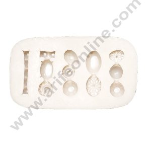 Cake Decor Silicon 5 Cavity Fancy Gem Diamond Jewelry Fondant Mould