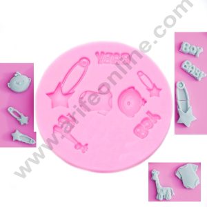 Cake Decor 7 Cavity Silicon Boy and Baby Shower Theme Fondant Marzipan Mould