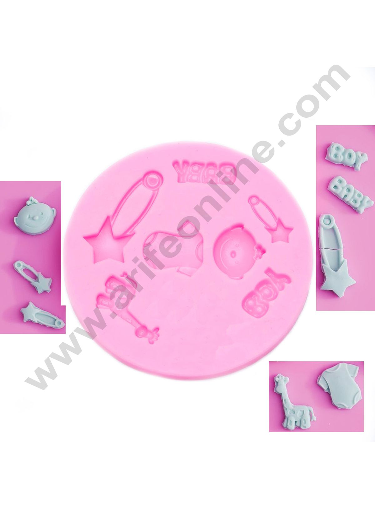 Cake Decor 7 Cavity Silicon Boy and Baby Shower Theme Fondant Marzipan Mould
