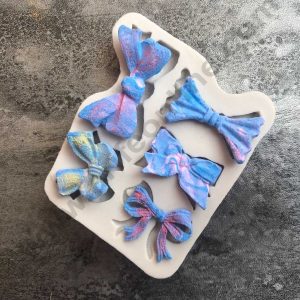 Cake Decor 5 Cavity Silicon Bow Tie Shaped Fondant Marzipan Mould