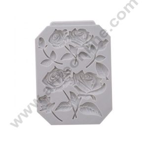 Cake Decor 5 Cavity Silicon Grey Rose Flowers with Leaves Fondant Marzipan Mould