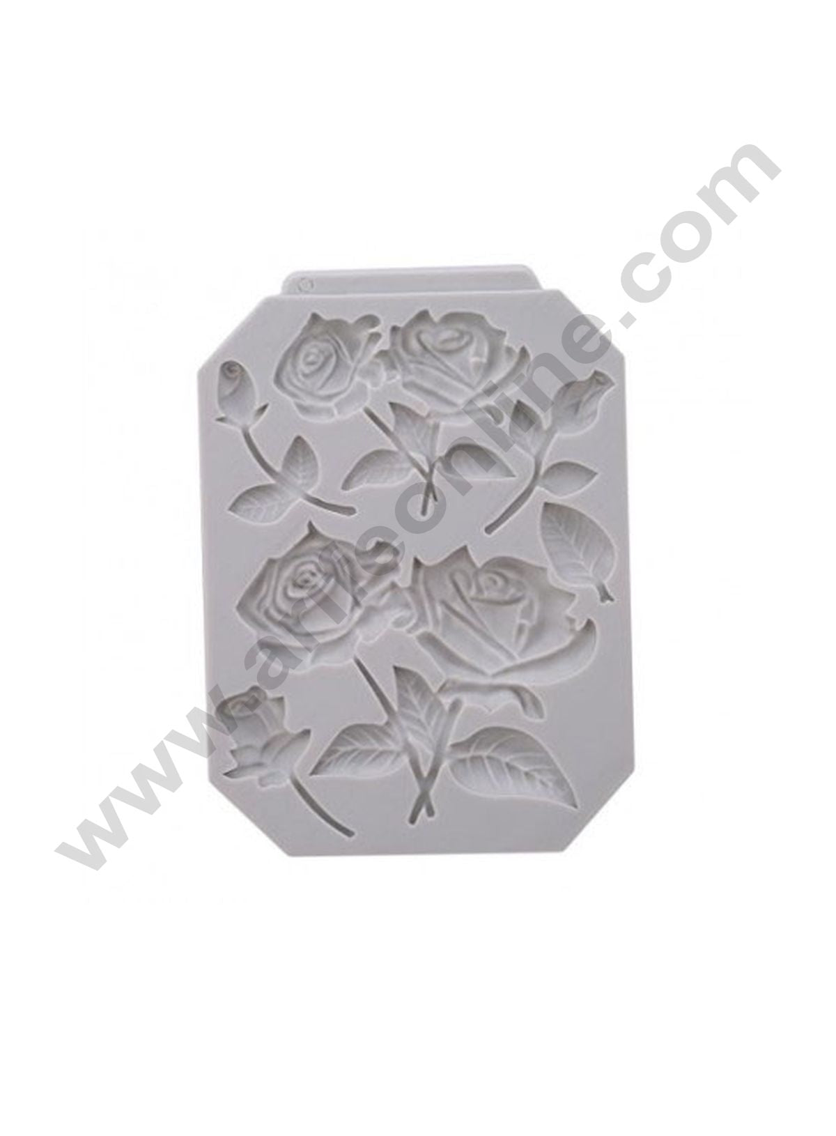 Cake Decor 5 Cavity Silicon Grey Rose Flowers with Leaves Fondant Marzipan Mould