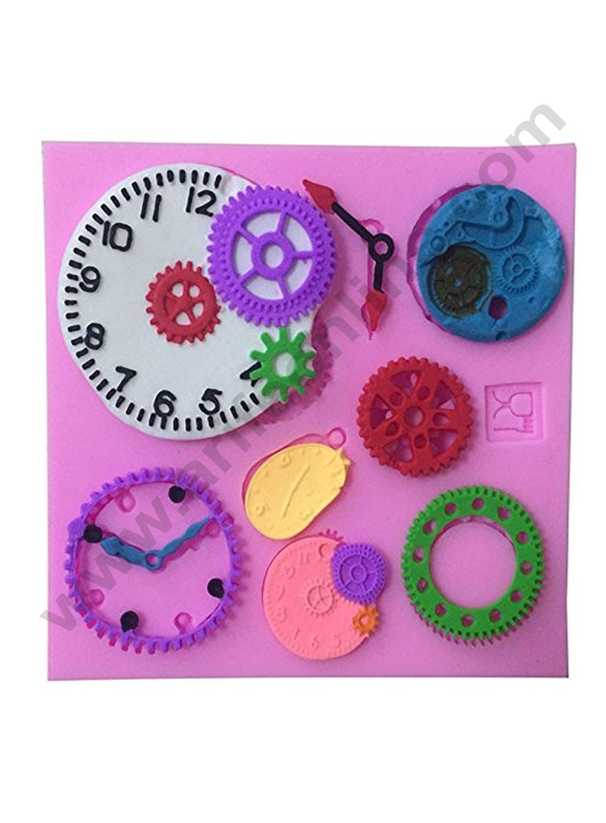 Cake Decor 8 Cavity Silicon Steampunk Watch Clocks Gear Fondant Marzipan Mould