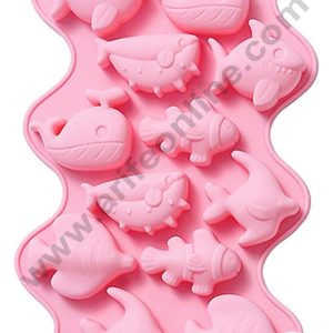 12 Cavity Assorted Sea Animal Theme Whale, Shark,Gold Fish Silicone Mould Silicon Jelly Mold (SB-LBM1388) - CAKE DECOR™