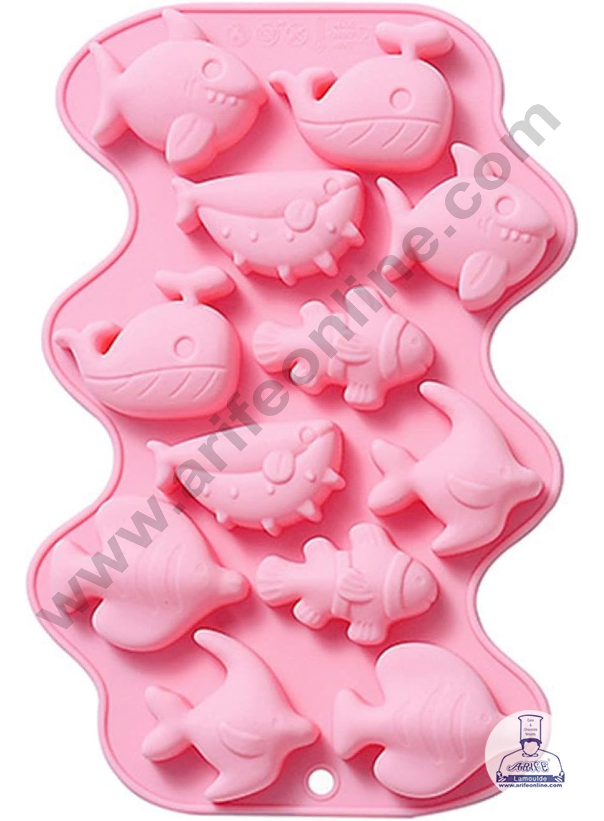 12 Cavity Assorted Sea Animal Theme Whale, Shark,Gold Fish Silicone Mould Silicon Jelly Mold (SB-LBM1388) - CAKE DECOR™