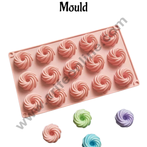 CAKE DECOR™ 15 Cavity Swirl Shape Silicone Mould – Perfect for Chocolates, Candies & Mini Desserts