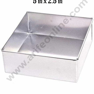 Cake Decor Aluminum Square Cake Mould - 5 in x 2.5 in