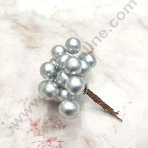 CAKE DECOR™ Silver Pearl Faux Ball Toppers For Cake and Cupcake Decoration - (20pcs Pack)