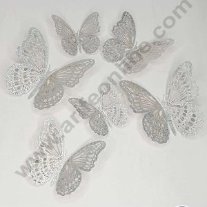 CAKE DECORβ’ 12 pcs Glitter Silver Imported Butterfly Paper Topper For Cake And Cupcake