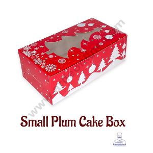 CAKE DECOR™ Christmas Theme 7 Plum Cake Box Tree Cutout Window, Plum Carriers - Small ( 10 Pcs Pack )