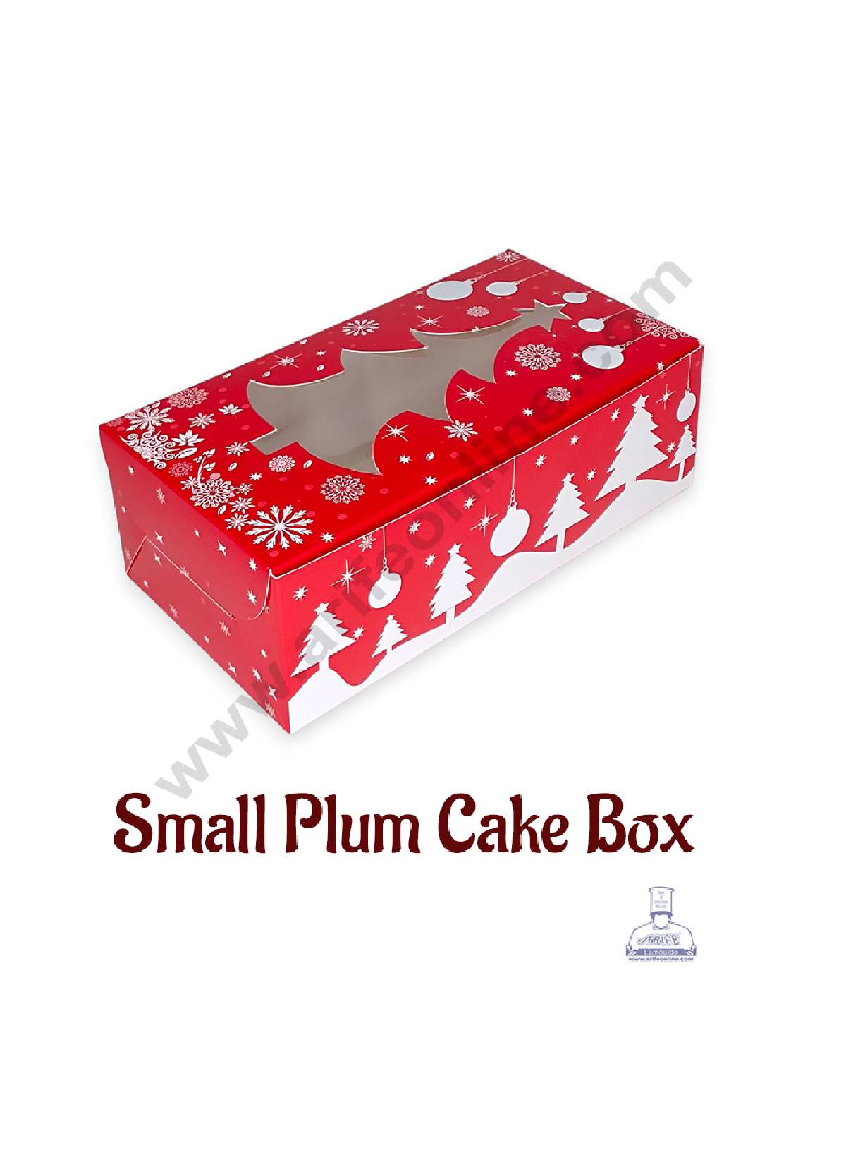 CAKE DECORβ’ Christmas Theme 7 Plum Cake Box Tree Cutout Window, Plum Carriers - Small ( 10 Pcs Pack )