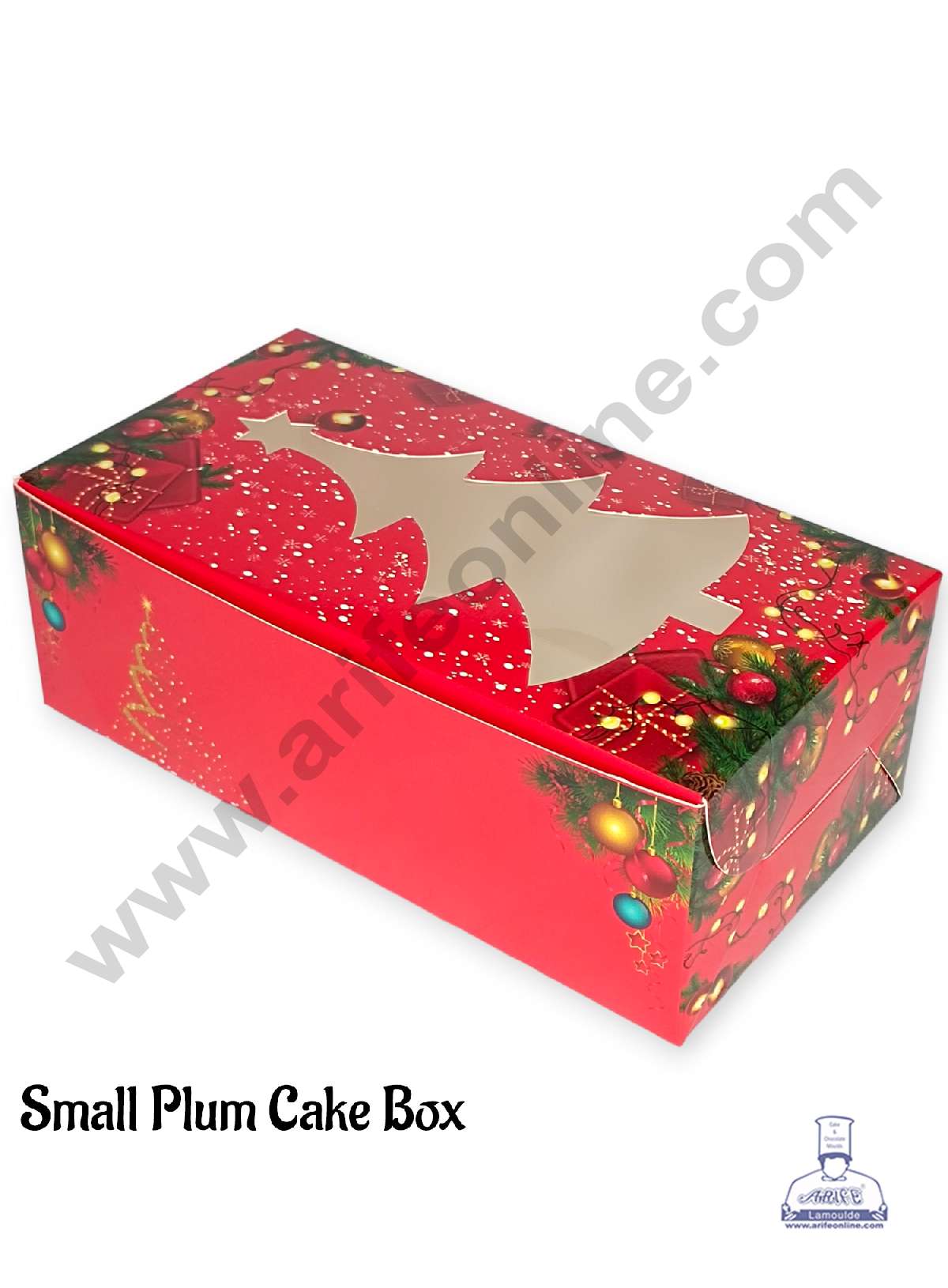 CAKE DECORβ’ Christmas Theme 9 Plum Cake Box Tree Cutout Window, Plum Carriers - Small (10 Pcs Pack)