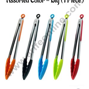 CAKE DECORβ’ Silicone Stainless Steel Tongs | Locking Tong | Kitchen Tool | Assorted Color - Big