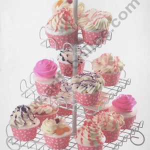Cake Decor 3 Tier Square White Wired Cupcake Stand 15 Cupcake Holder