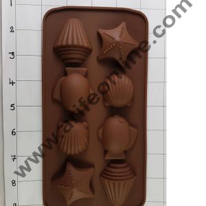 Cake Decor Silicon 8 Cavity Star N Shell Brown Chocolate Mould, Ice Mould, Chocolate Decorating Mould