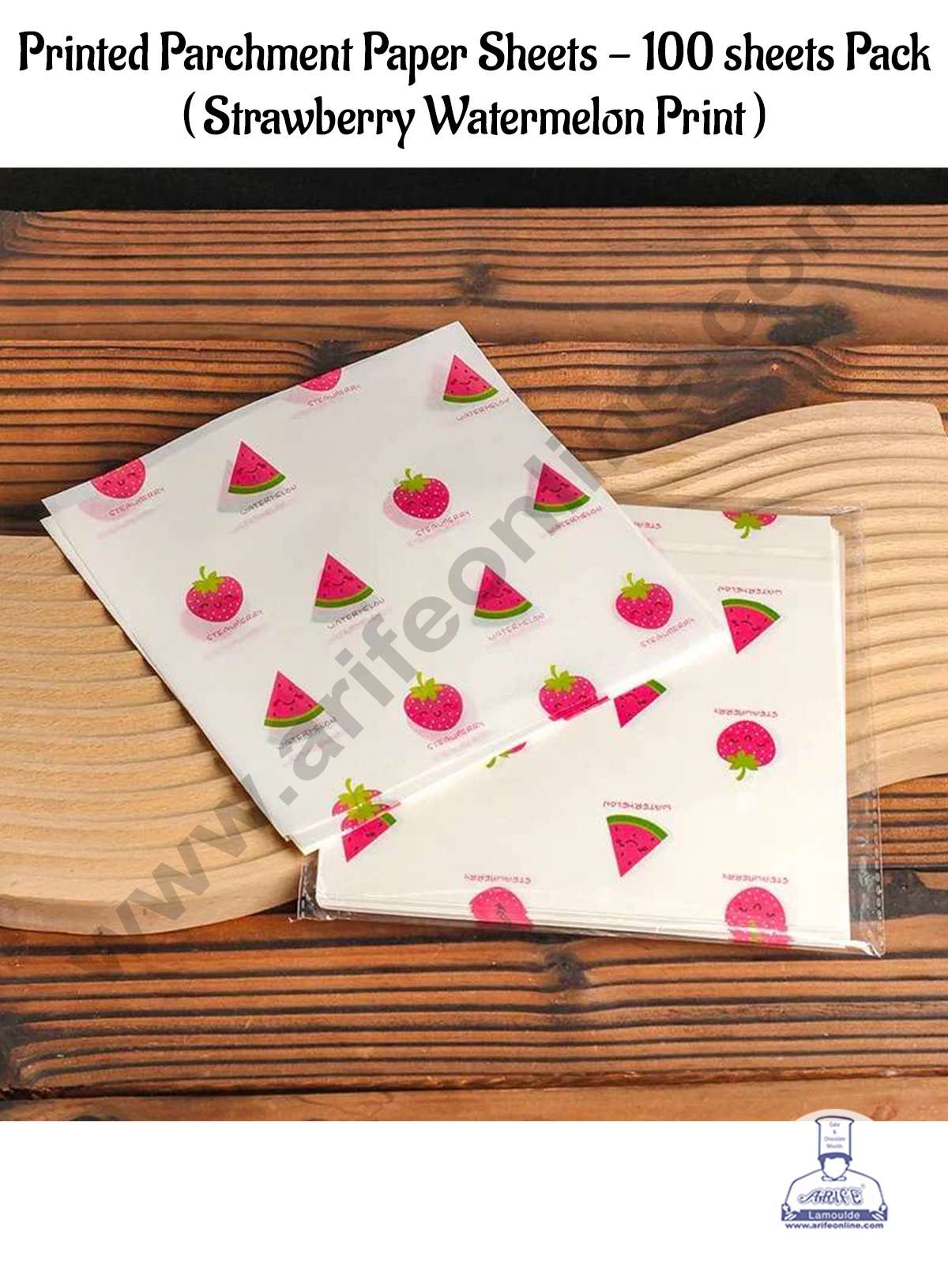 CAKE DECORβ’ Printed Parchment Paper | Bento Box Liner | Grease Proof Paper | Wrap Paper - Fruity Print (100 Sheets)