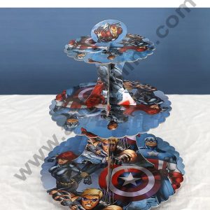 CAKE DECOR™ 3-Tier Super Hero Theme Cardboard Cupcake Stand - Heavy