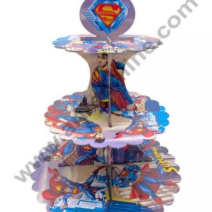CAKE DECOR™ 3 Tier Superman Theme Cardboard Cupcake Stand - Heavy
