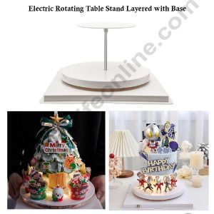 CAKE DECOR™ 360 Electric Rotating Table Stand Layered with Base