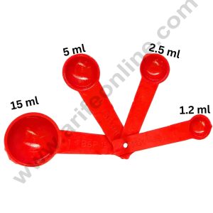 Cake Decor 4 Pieces Plastic Measuring Spoon (Assorted Colour)
