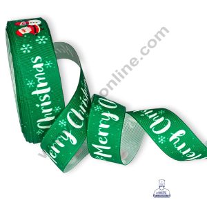 CAKE DECOR™ 1 Roll Christmas Theme Ribbons | Gift Wrapping | Festive Decoration - Theme 02 Green