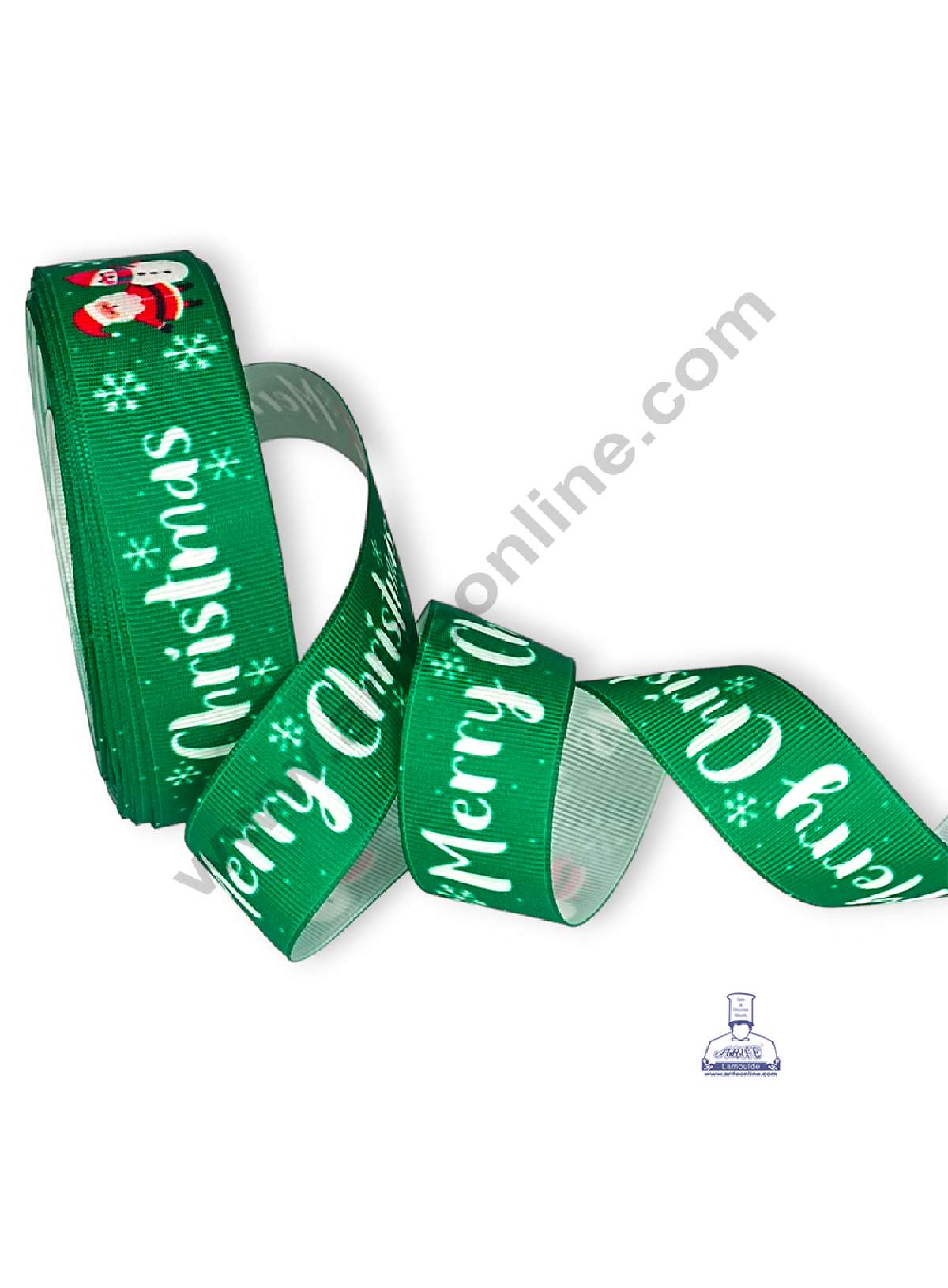 CAKE DECORβ’ 1 Roll Christmas Theme Ribbons | Gift Wrapping | Festive Decoration - Theme 02 Green