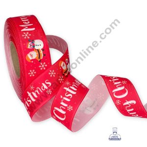 CAKE DECOR™ 1 Roll Christmas Theme Ribbons | Gift Wrapping | Festive Decoration - Theme 02 Red