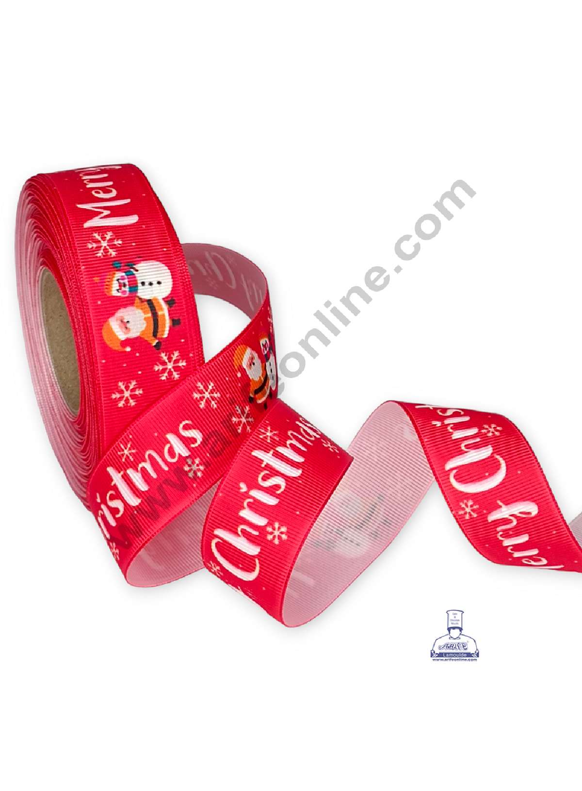 CAKE DECORβ’ 1 Roll Christmas Theme Ribbons | Gift Wrapping | Festive Decoration - Theme 02 Red