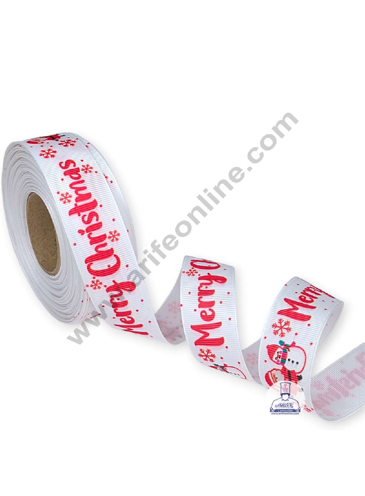 CAKE DECORβ’ 1 Roll Christmas Theme Ribbons | Gift Wrapping | Festive Decoration - Theme 02 White
