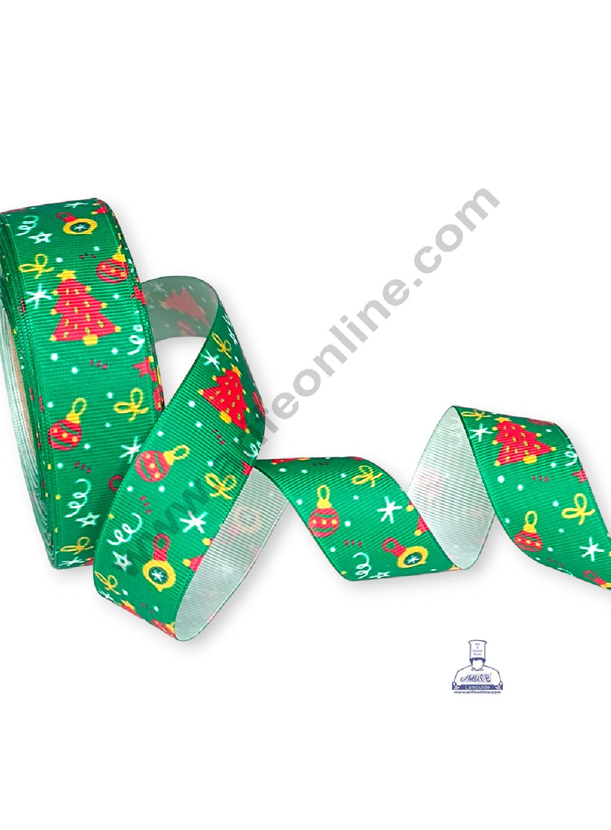 CAKE DECORβ’ 1 Roll Christmas Theme Ribbons | Gift Wrapping | Festive Decoration - Theme 03 Green