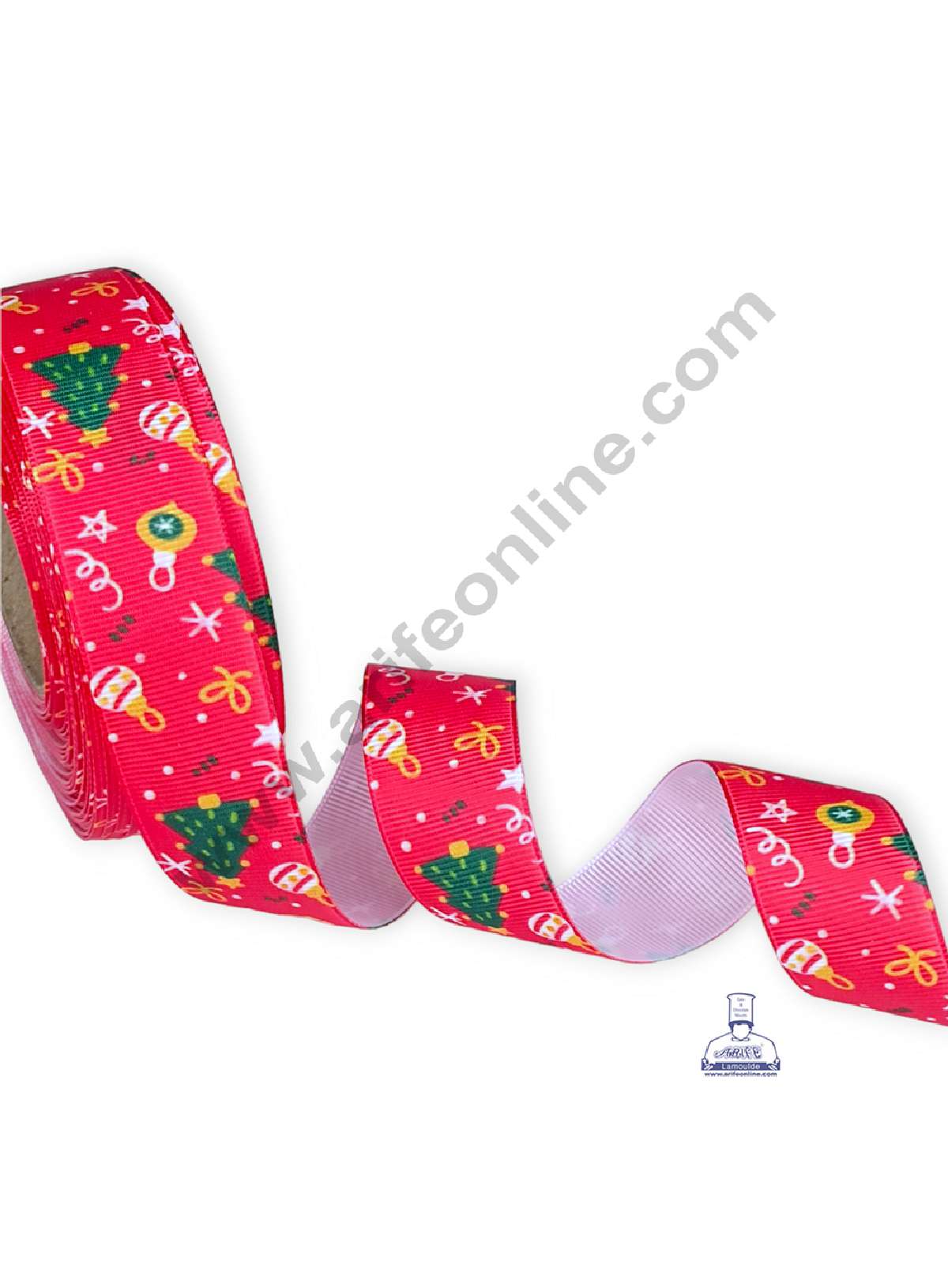 CAKE DECORβ’ 1 Roll Christmas Theme Ribbons | Gift Wrapping | Festive Decoration - Theme 03 Red