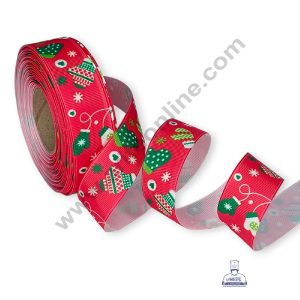CAKE DECOR™ 1 Roll Christmas Theme Ribbons | Gift Wrapping | Festive Decoration - Theme 04 Red