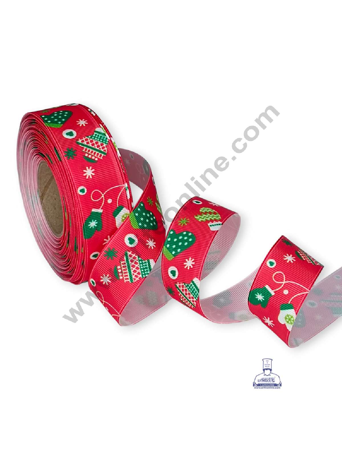 CAKE DECORβ’ 1 Roll Christmas Theme Ribbons | Gift Wrapping | Festive Decoration - Theme 04 Red