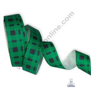 CAKE DECOR™ 1 Roll Christmas Theme Ribbons | Gift Wrapping | Festive Decoration - Theme 05 Green