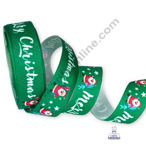 CAKE DECOR™ 1 Roll Christmas Theme Ribbons | Gift Wrapping | Festive Decoration - Theme 06 Green