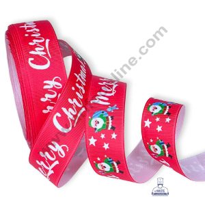 CAKE DECOR™ 1 Roll Christmas Theme Ribbons | Gift Wrapping | Festive Decoration - Theme 06 Red