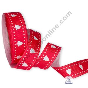 CAKE DECOR™ 1 Roll Christmas Theme Ribbons | Gift Wrapping | Festive Decoration - Theme 07 Red