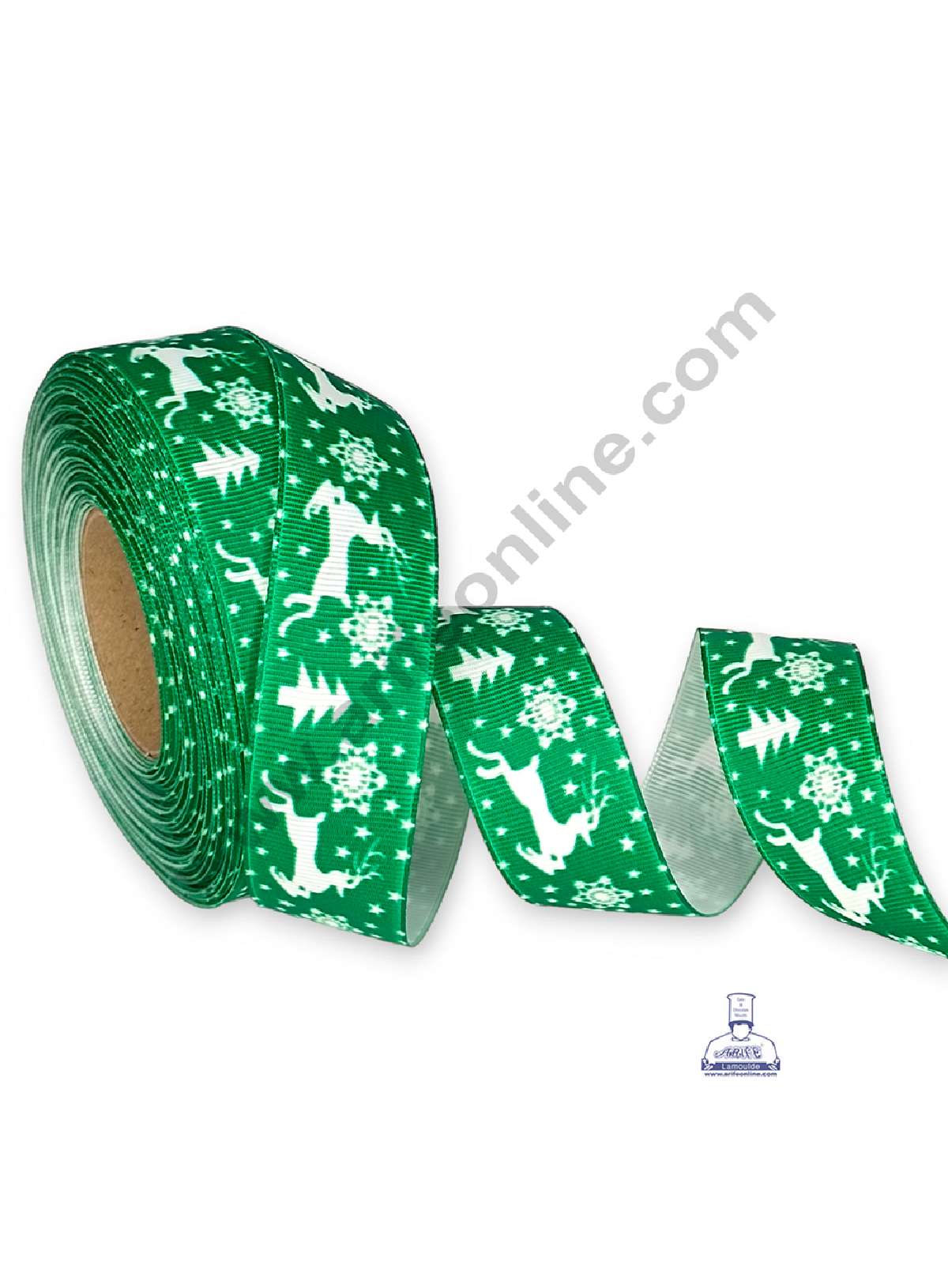 CAKE DECORβ’ 1 Roll Christmas Theme Ribbons | Gift Wrapping | Festive Decoration - Theme 08 Green