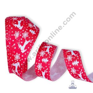 CAKE DECOR™ 1 Roll Christmas Theme Ribbons | Gift Wrapping | Festive Decoration - Theme 08 Red