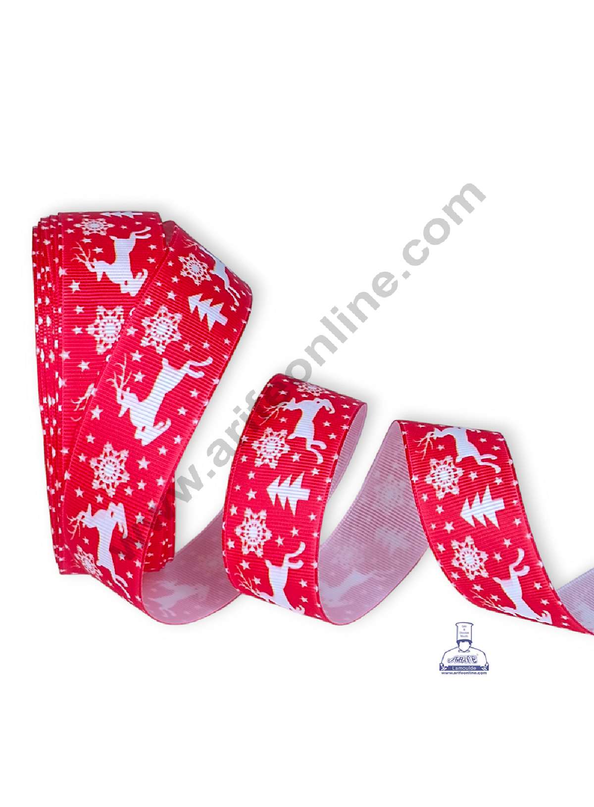 CAKE DECORβ’ 1 Roll Christmas Theme Ribbons | Gift Wrapping | Festive Decoration - Theme 08 Red