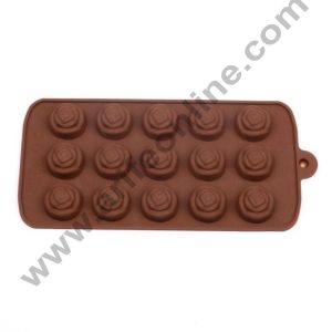 Cake Decor Silicon 15 Cavity New Rose Design Brown Chocolate Mould, Ice Mould, Chocolate Decorating Mould