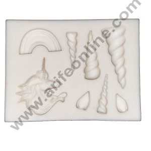 Cake Decor Silicon 8 Cavity Unicorn Face With Horns Silicone Fondant Mould Marzipan Mould