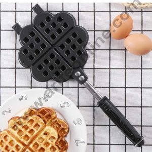 Cake Decor Waffle Maker Gas Heat Heart Shape Waffle Non-Stick Cake Baking Tray Hollow Design