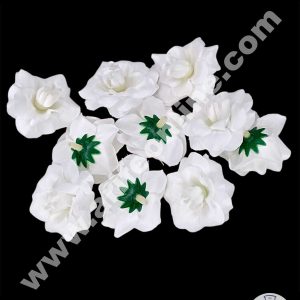 CAKE DECORβ’ Small Velvet Rose Artificial Flower For Cake Decoration β White( 10 pcs Pack )
