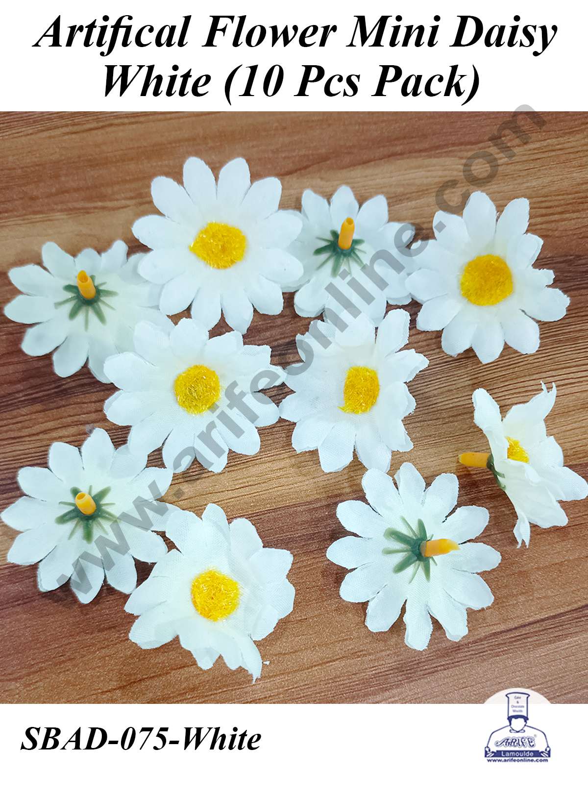 CAKE DECORβ’ White Mini Daisy Artificial Flower For Cake Decoration ( 10 pcs pack )