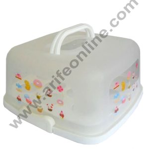 CAKE DECOR™ 2 in 1 Square Cupcake Carrier and Cake Keeper with Lid | Cupcake Box to Fit 12 Cupcake - White